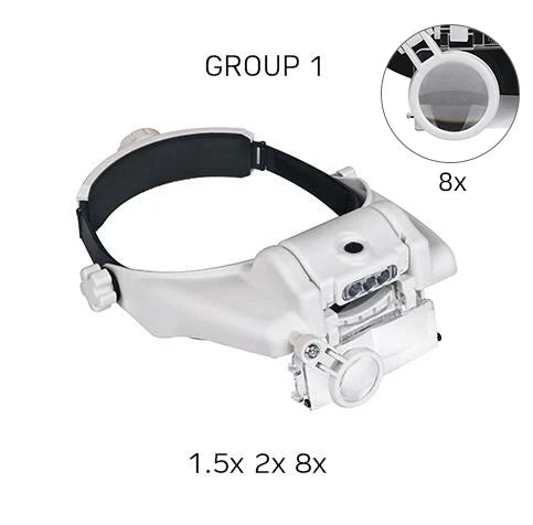 LED Headband Magnifier with 8x Lenses – Hands-Free Magnifying Glass for Jewelry, Watch & Electronic Repair