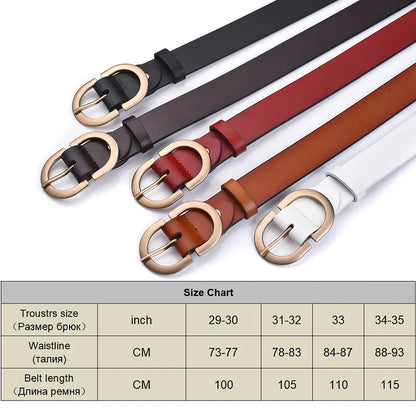 VATLTY Women's Leather Belt – Authentic Cowhide with Golden Alloy Buckle, Jeans & Trousers Belt (ZK105)