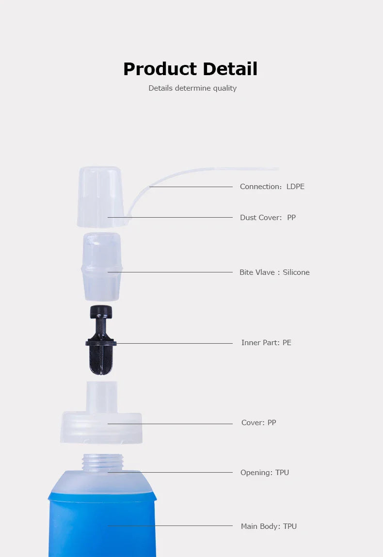 AONIJIE Soft Flask Water Bottle — 250ml/500ml Folding, Collapsible, TPU BPA-Free for Running Hydration Packs, Waist Bags & Vests (SD09/SD10)