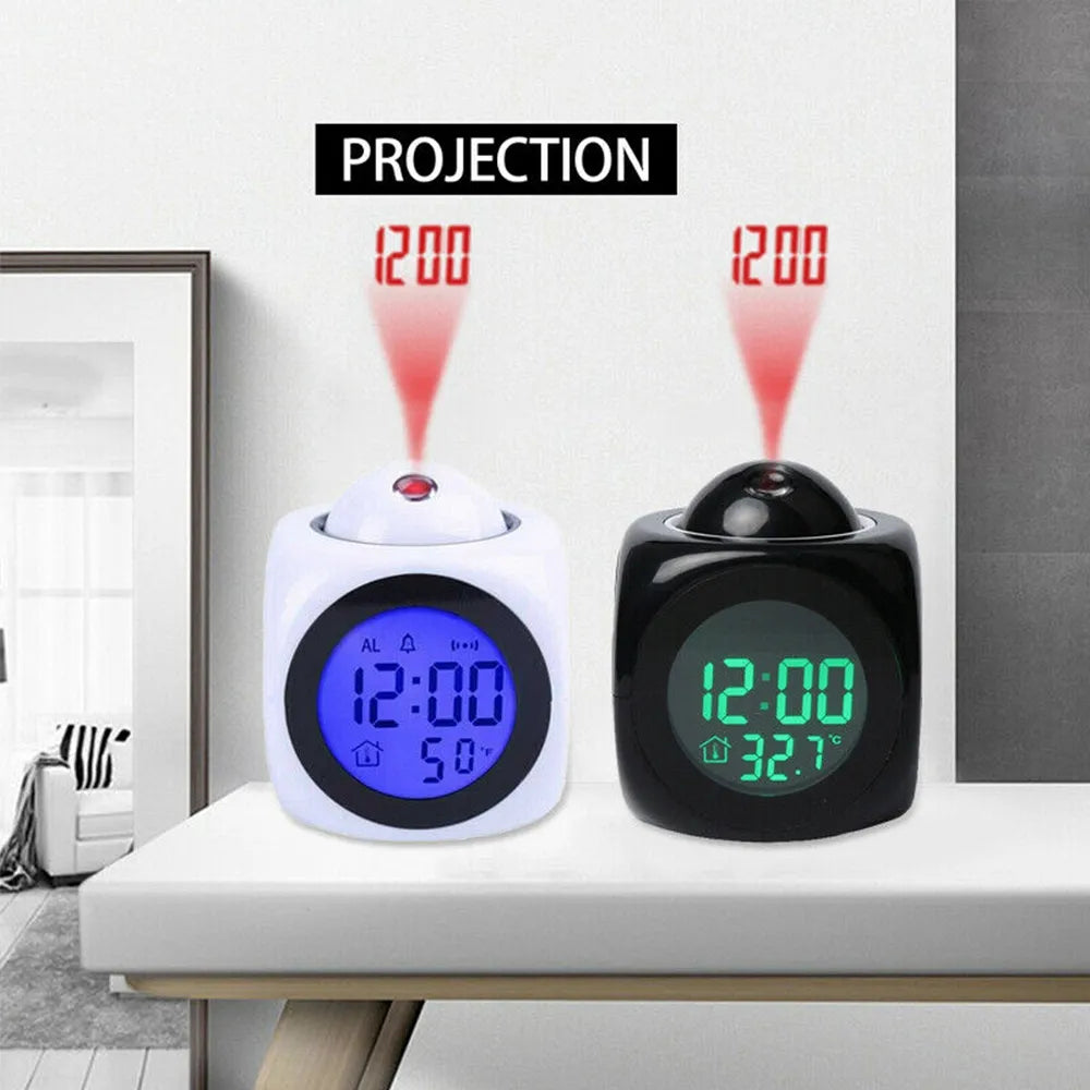 Creative Projection Digital Alarm Clock with Weather and Temperature Display - USB Charger, Time, and Date Projection for Home and Desk