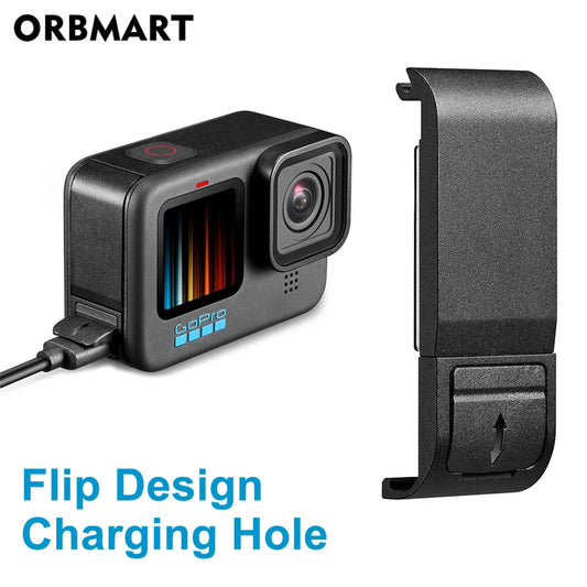 GoPro Hero 12/11/10/9 Flip Battery Side Cover – Removable Door with Charging Port for Accessories