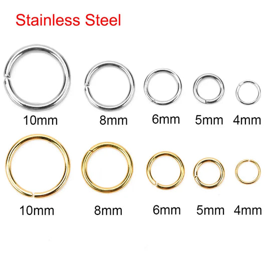 100pcs Stainless Steel Open Jump Rings Set | Never Fade | 4/5/6/8/10mm Split Rings Connectors | Necklace & Bracelet Jewelry Accessories