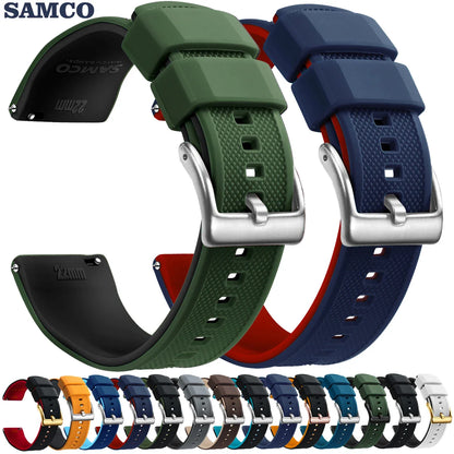 Premium Silicone Watch Band – Quick Release Rubber Strap, 18mm 20mm 22mm Replacement Watchband