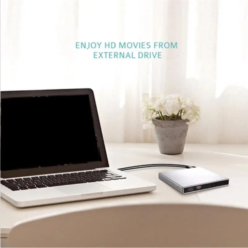 USB 2.0 External CD/DVD Drive – Optical DVD RW Burner & Reader for Windows PC and MacBook Laptops