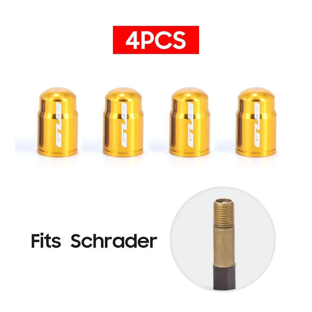 4pcs Aluminum Bike Tire Valve Caps – Ultralight MTB Road Mountain Schrader/Presta Tyre Protectors