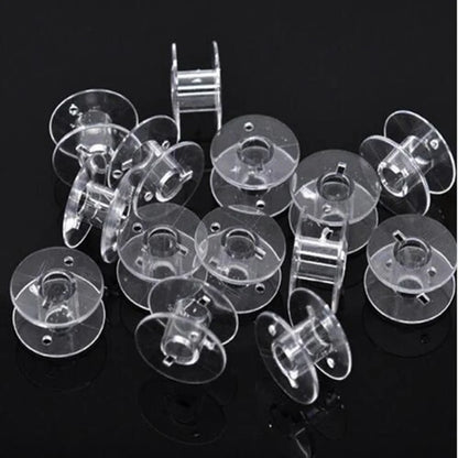 25PCS Clear Sewing Machine Bobbins – Empty Plastic Spools with Storage Box for Home Sewing Accessories