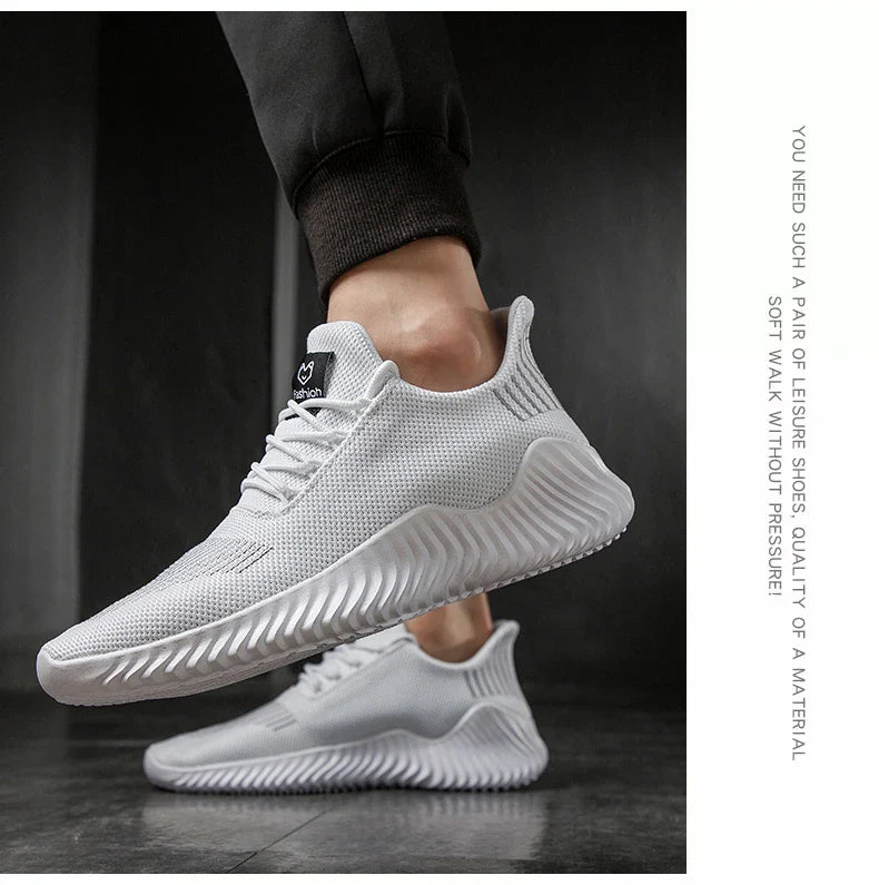 Men's White Sneakers – Casual Walking & Running Shoes, Plus Size 49, Tennis Masculino