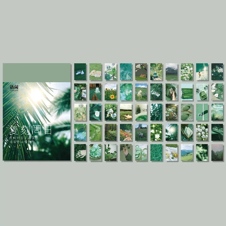 Yoofun 50 Sheets Aesthetic Sticker Book - Natural Scenery Art Painting Stickers for Scrapbooking Planner Journaling