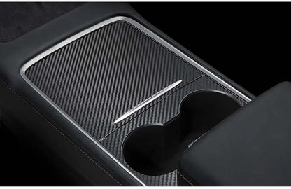 Tesla Model 3/Y 2021-2023 Center Console Panel Sticker – Wood Grain & Carbon Fiber Car Interior Cover