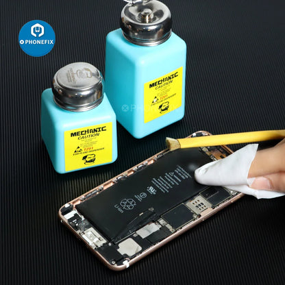 MECHANIC 180ML Alcohol Bottle – Plastic ESD Liquid Dispenser for iPhone Repair & Motherboard Cleaning