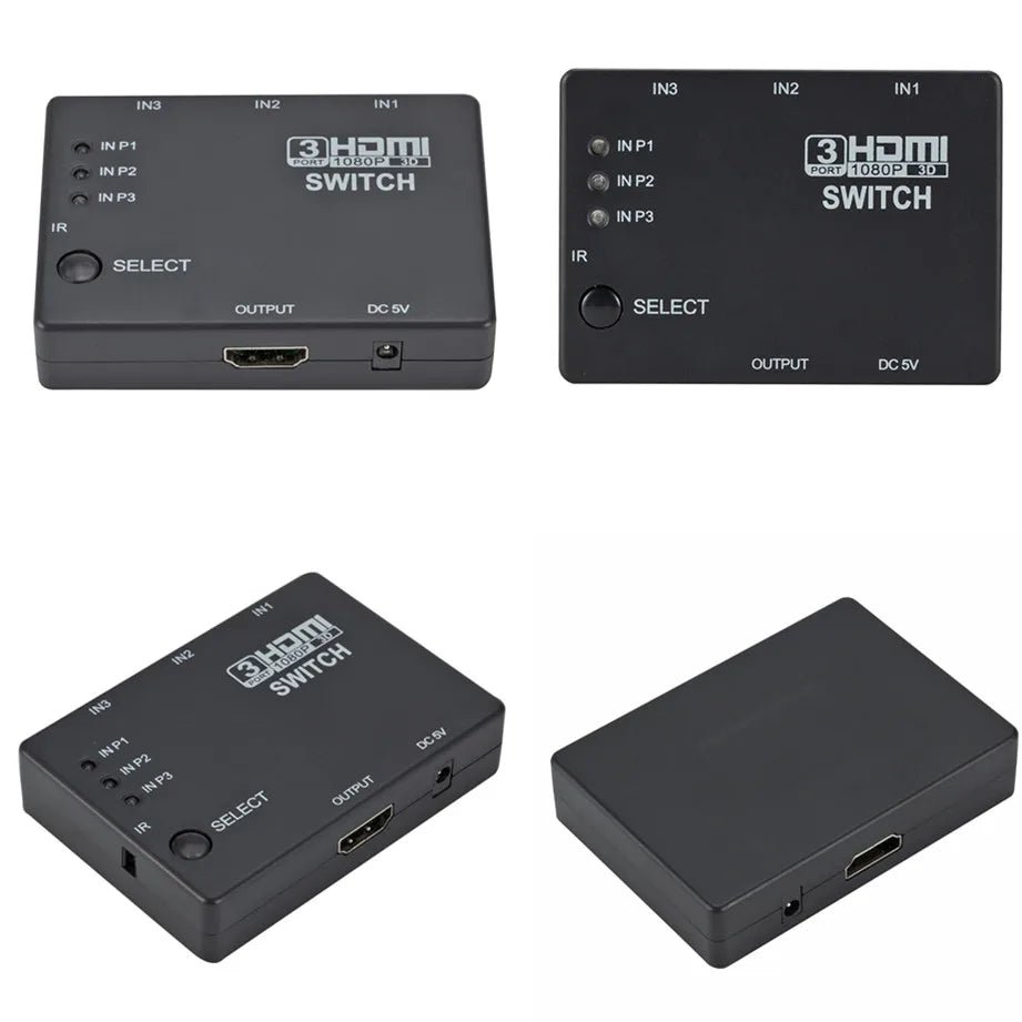 3x1 HDMI Switch 4K/1080P – 3 Input 1 Output Video Splitter Adapter Hub for Xbox, PS4, PC, Laptop & HDTV