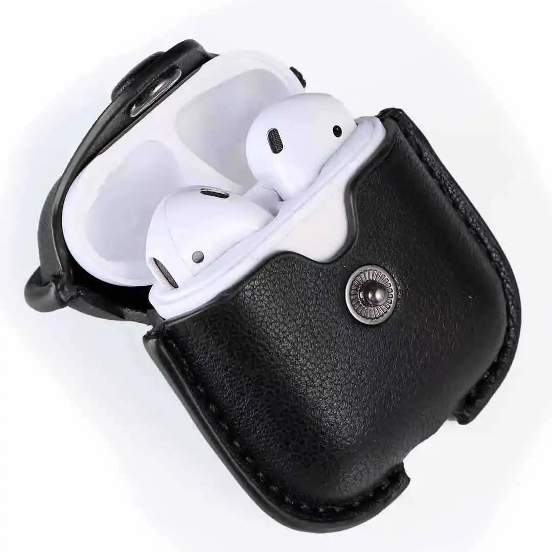 Luxury PU Leather Bluetooth Earphone Case – Protective Cover for Apple AirPods 1, 2, 3 with Charging Box & Hooks