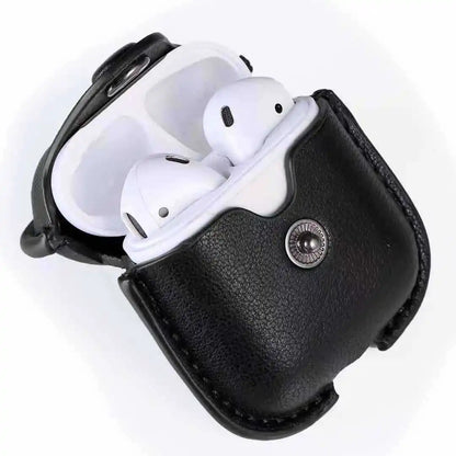 Luxury PU Leather Bluetooth Earphone Case – Protective Cover for Apple AirPods 1, 2, 3 with Charging Box & Hooks