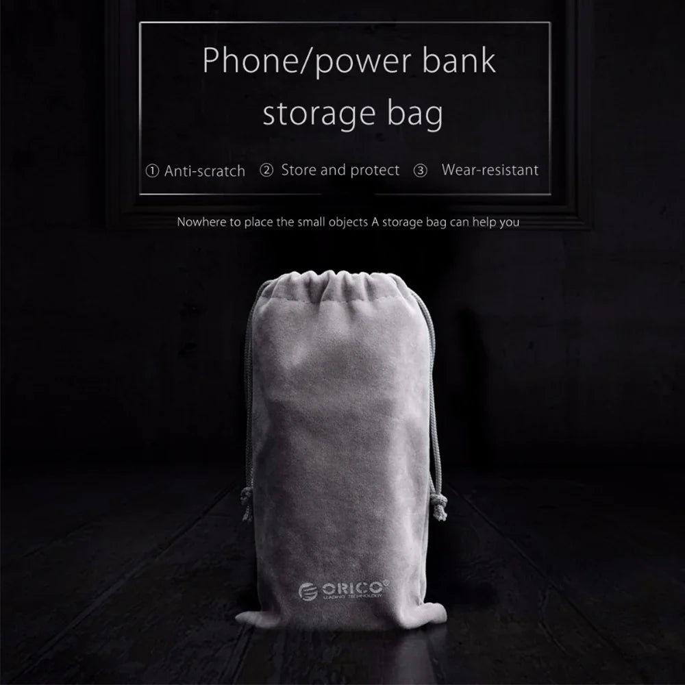 ORICO Soft Storage Bag for Power Bank, USB Charger, External Battery, Mobile Phone, HDD – Gray Travel Pouch Case