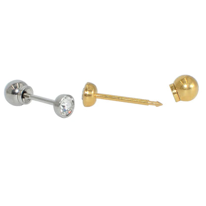 1PC 316L Surgical Steel Ear Stud - Disposable Sterile Piercing Stud with Safe Ball Buckle Set, Body Piercing Jewelry