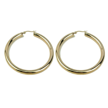 MANILAI Wide Stainless Steel Tube Hoop Earrings — 55mm Punk Statement Earrings for Women, Fashion Jewelry Brincos