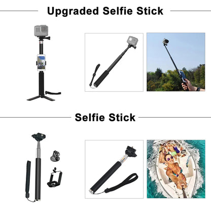 ORBMART GoPro Accessories Set Compatible with Hero 4–13 Black, Mounts for DJI, Insta360, SJCam Action Cameras