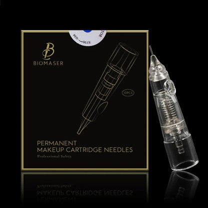 10PCS BIOMASER Disposable Tattoo Needles — Permanent Makeup Cartridges for Eyebrow & Lip, 1R/2R/3R/5R