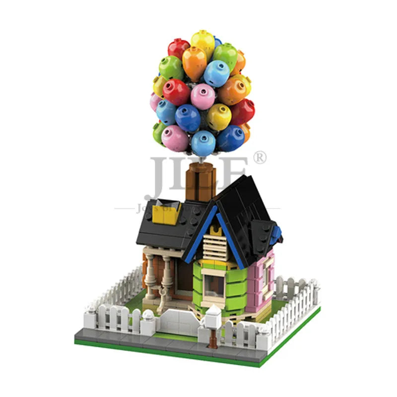 555PCS Flying Balloon House Building Blocks - MOC 7025 City Street View Model & Creative DIY Toy Gift