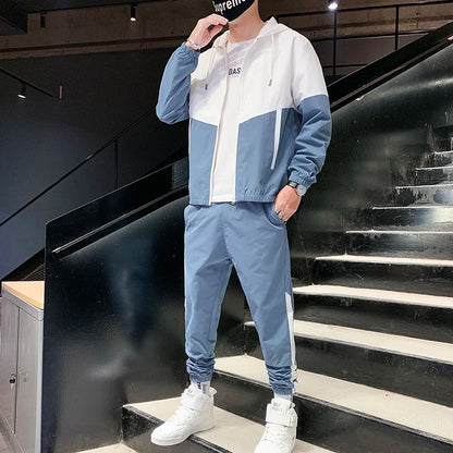 2025 Men’s Tracksuit 2-Piece Set — Hooded Jacket & Jogger Pants for Casual, Running & Sports