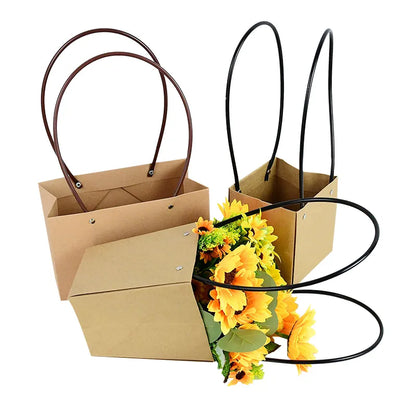 Portable Waterproof Kraft Flower Box Gift Bag - Ideal for Wedding, Party, and Birthday Gift Packaging