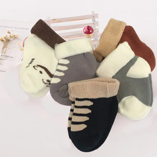 Kiddiezoom 5 Pairs Non-Skid Baby Socks – Unisex Cotton Shoes for 0-12 Months Baby Boys & Girls