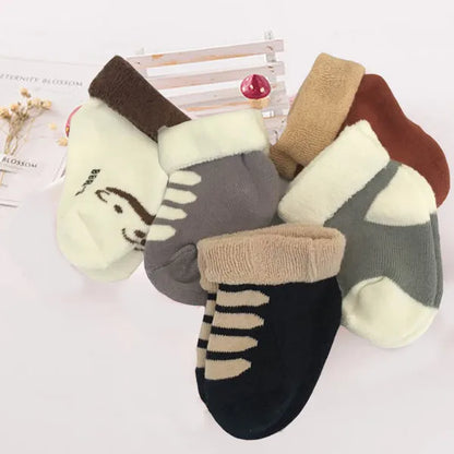 Kiddiezoom 5 Pairs Non-Skid Baby Socks – Unisex Cotton Shoes for 0-12 Months Baby Boys & Girls