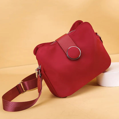 Vintage Waterproof Nylon Shoulder Bag for Women – Simple Crossbody Messenger Bag for Daily Use & Travel
