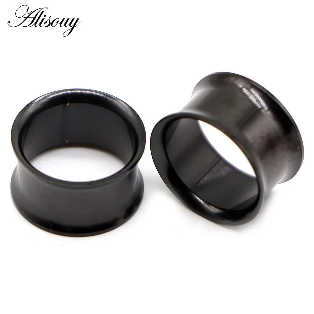 Alisouy Surgical Steel Ear Plug Kit - 2PCS No-Screw Fit Ear Gauges Tunnel Expanders for Body Piercing