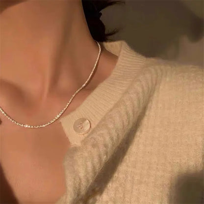 2024 Trend Sparkling Silver Choker Necklace - Elegant Clavicle Chain for Women - Perfect Party & Wedding Jewelry Gift