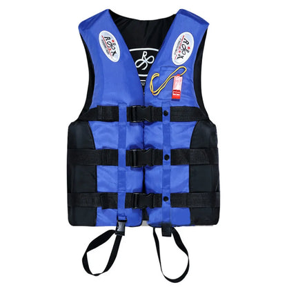 S-XXXL Swimming & Boating Life Jacket - Polyester Skiing Vest, Survival Suit for Adults & Children with Whistle, Outdoor Safety Gear