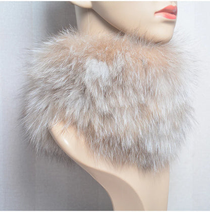 2025 Real Fox Fur Scarf and Headband – Luxury Winter Neck Warmer for Women, 100% Natural Fur, Elastic Ring Muffler