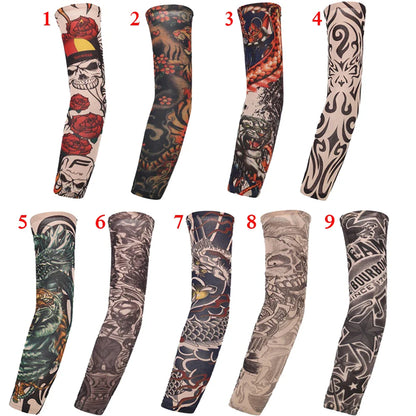 Street Tattoo Arm Sleeves - Sun UV Protection Cover for Outdoor Riding - Seamless Sunscreen Arm Gloves for Men and Women