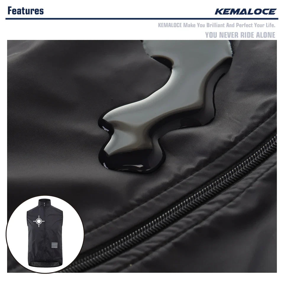 KEMALOCE 2023 Cycling Vest - Navy Blue Windproof Sleeveless Bicycle Gilet, Lightweight MTB Sports Wind Vest for Men