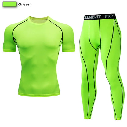 2-Piece Men’s Compression Sportswear Set — Gym, Yoga, Workout & Jogging Tracksuit