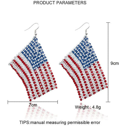 American Flag Drop Earrings - Patriotic 4th of July Independence Day Jewelry for Women