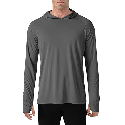 TACVASEN Men's Sun Protection Hoodie T-Shirt – UV-Proof, Lightweight, Breathable Long Sleeve Quick-Dry Top