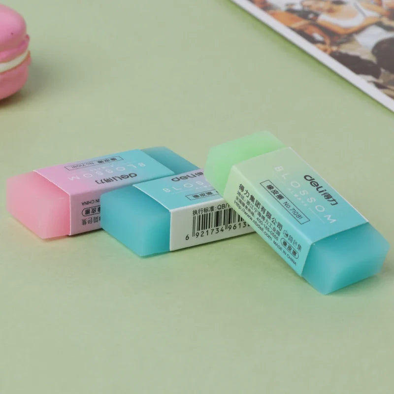 Soft Flexible Cube Colored Pencil Erasers (P82F) – Cute Durable Rubber Erasers for School Kids, Art & Writing Use