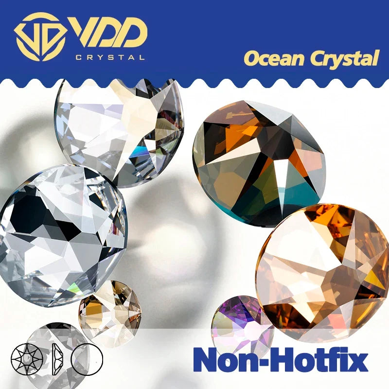 VDD AAAAA Crystal Flatback Rhinestones - SS16-SS30 16-Cut Gems for DIY Crafts & Nail Art Decoration
