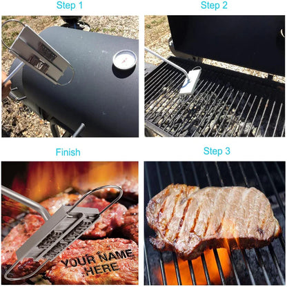 Customizable BBQ Branding Iron - 55 Letters DIY Barbecue Letter Printed Steak Tool with Grill Forks - Unique Barbecue Accessories for Kitchen