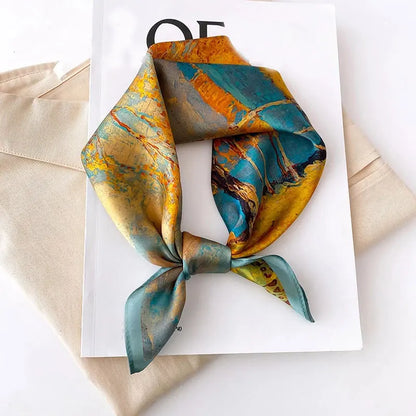 New 2024 Pashmina Scarf – 100% Mulberry Silk Small Shawl, Summer Beach Poncho, Women’s Hijab, Bandana & Kerchief 53x53cm