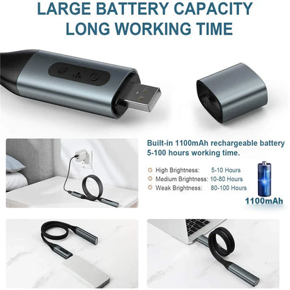 USB Rechargeable LED Neck Reading Lamp - High-Quality, Hands-Free Portable Book Light for Camping, Repairing, and Lighting