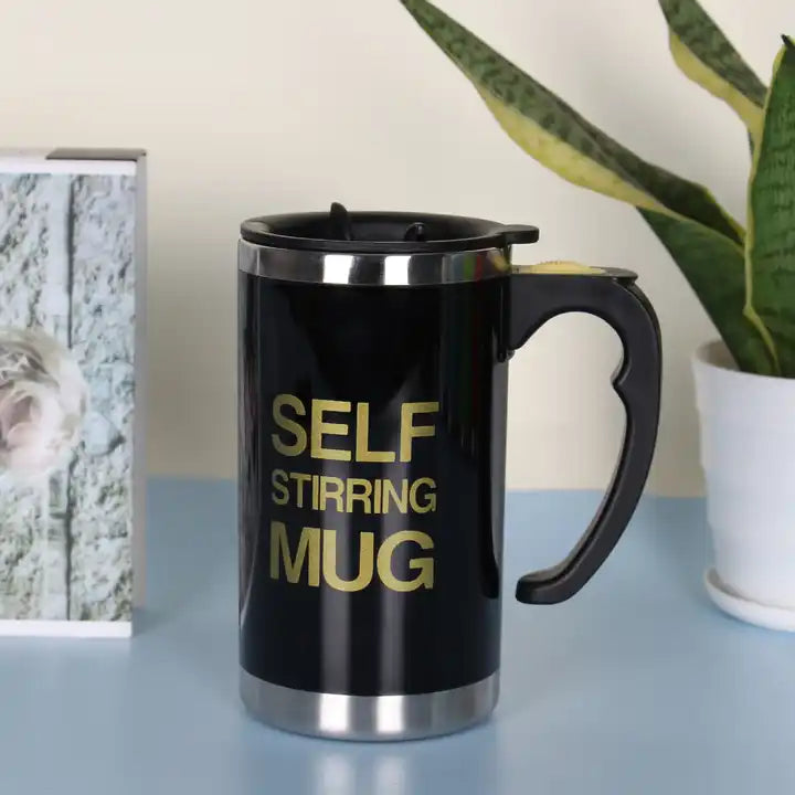 NEW!!! Stainless Steel Self-Stirring Coffee Cup with Custom Logo - Battery or Rechargeable
