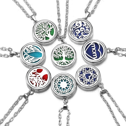 Stainless Steel Tree of Life Aromatherapy Necklace – Essential Oil Diffuser Pendant for Women