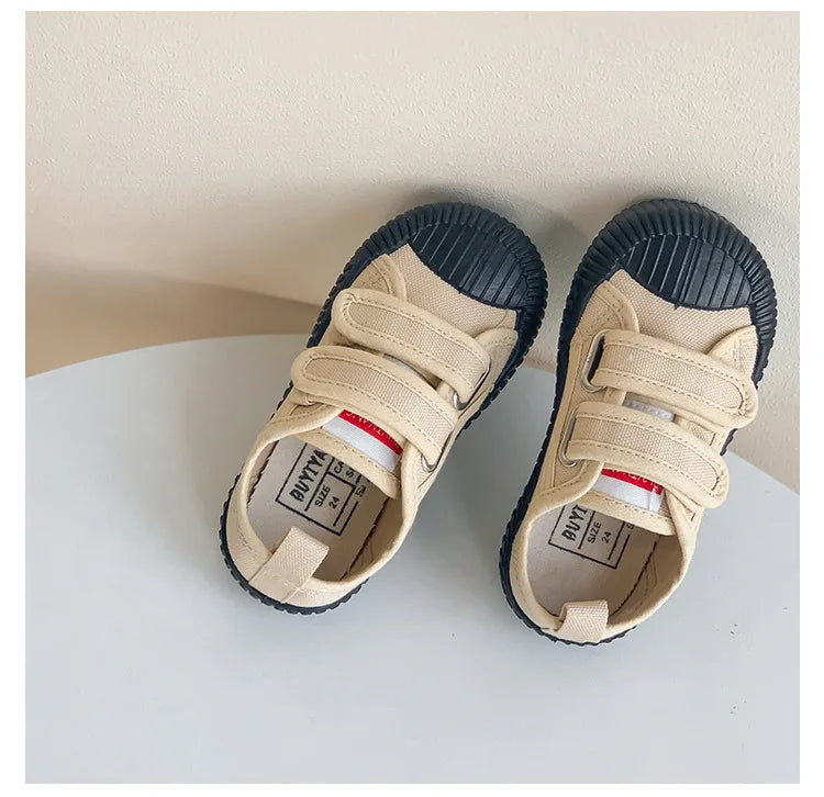 Children’s Canvas Shoes — Boys & Girls Spring/Autumn Breathable Toddler Shoes with Soft Sole & Hook-and-Loop Closure