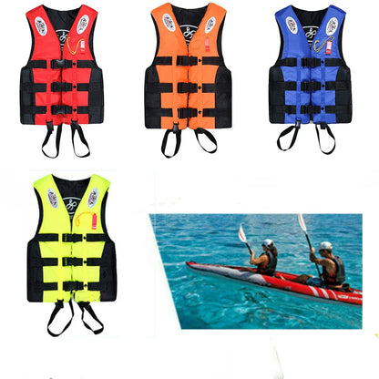 S-XXXL Swimming & Boating Life Jacket - Polyester Skiing Vest, Survival Suit for Adults & Children with Whistle, Outdoor Safety Gear