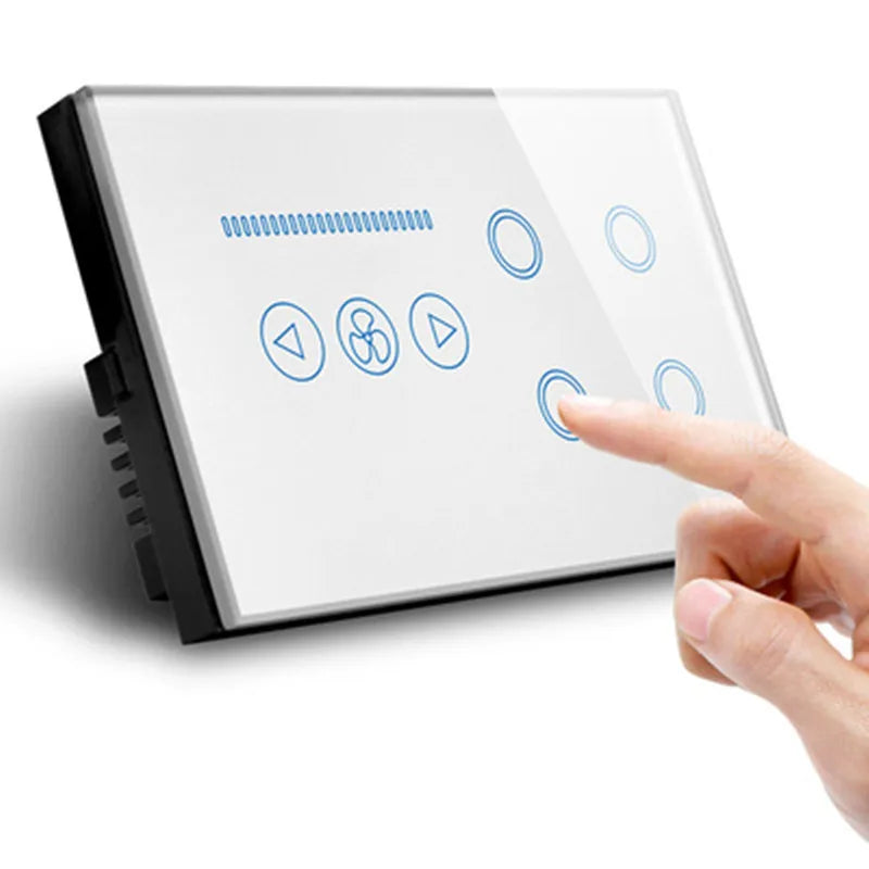 Tuya WiFi Smart Light Switch – 4 Gang Touch Panel, Fan Speed Dimmer, Power Metering, Alexa & Google Home Compatible