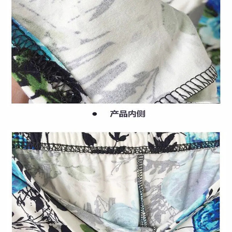 Plus Size Women Printed Leggings – Floral Elephant Star Plaid High Waist Stretch Slim Fit Skinny Pants 2XL–3XL Milk Silk Jeggings