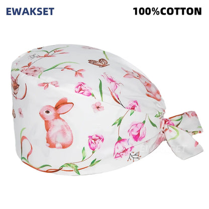 Unisex Soft Scrub Cap – Cartoon Print Surgical Hat for Men and Women, Operating Room Nursing Accessories