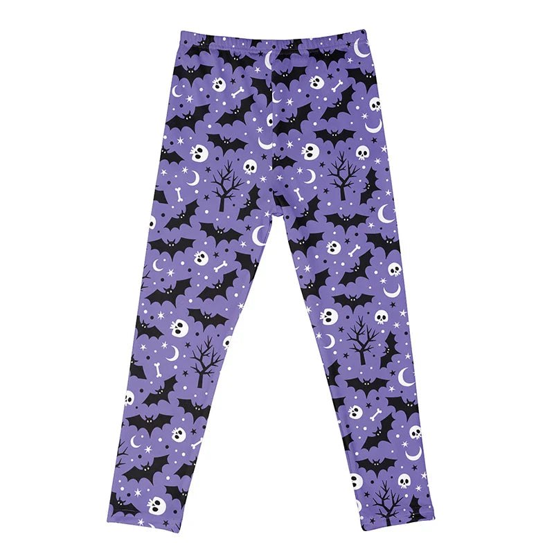 Kids Girls Cartoon Print Leggings – Soft Milk Silk Casual Stretch Sports Pants for Baby Girls Comfortable Trousers 4–12Y